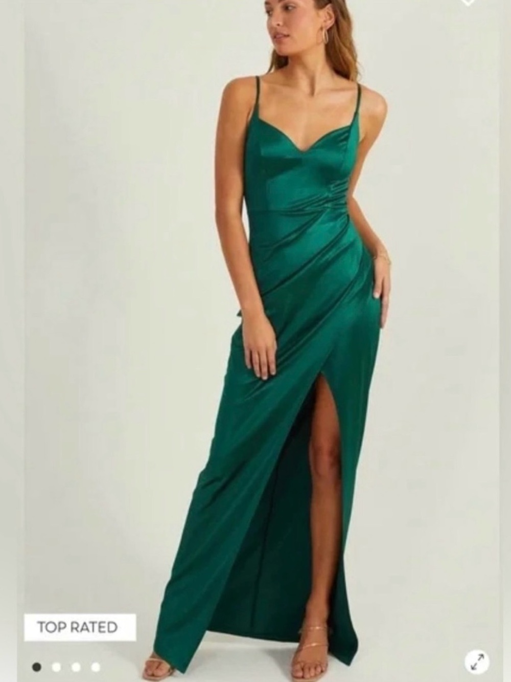 Altar'd State Maxi Dress | Emerald Green Gown with Side Slit | Size Medium